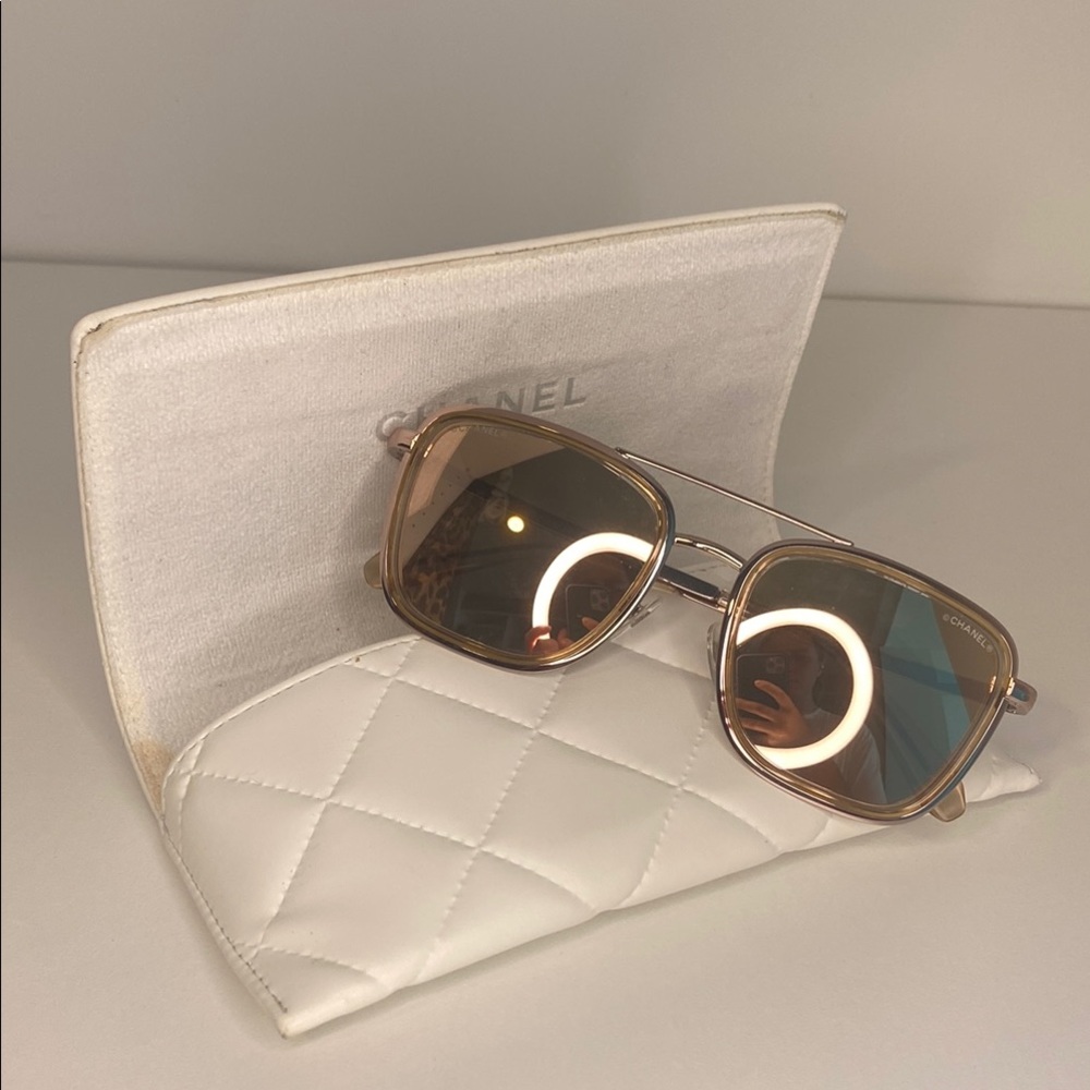 Chanel Classic Stylish Designer Rose Gold Mirror Sunglasses - Picture 9 of 10